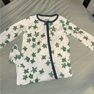 Mud Pie White and Green Turtle Pajama Set